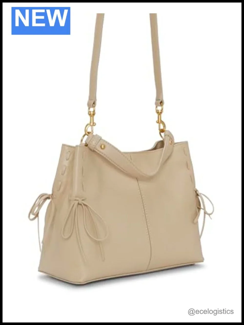 Genuine Leather Satchel Handbag with Magnetic Closure - Top Handle